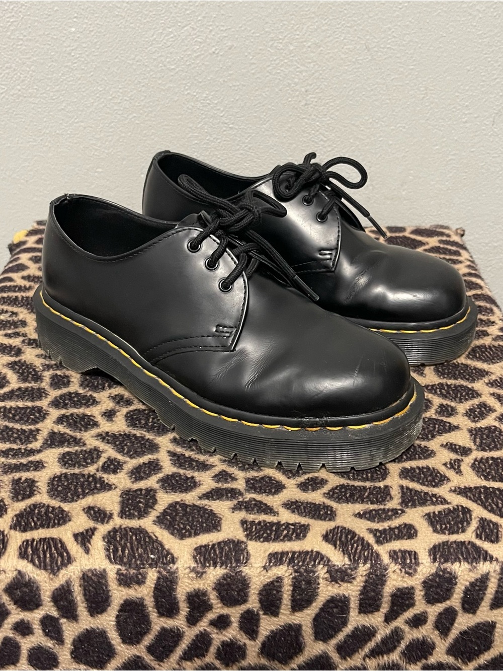 Dr Martens 1461 Bex Platform Oxford Shoes Black Leather Unisex Womens 8